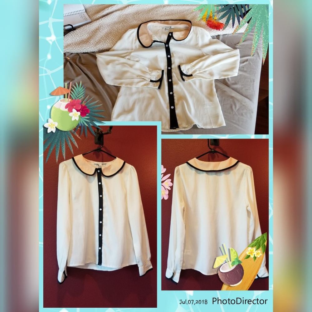 Forever 21 collared long sleeves blouse size M.